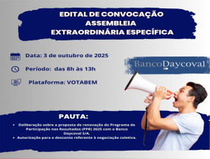 Bancários do Daycoval participam de assembleia nesta sexta-feira (3)
